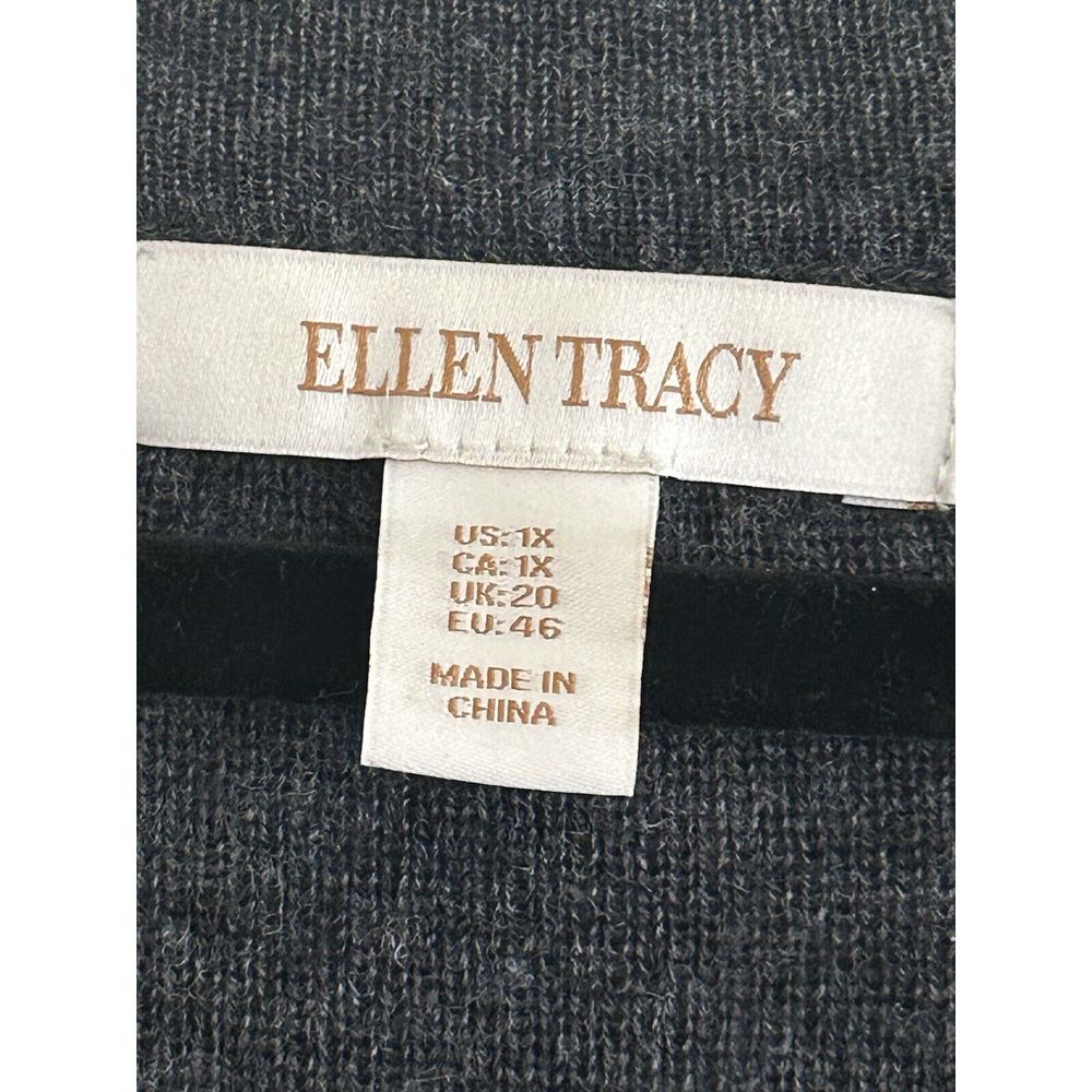 Ellen Tracy Women's Grey Long Cardigan Sweater Merino Wool Toggle Button 1X - Picture 2 of 4